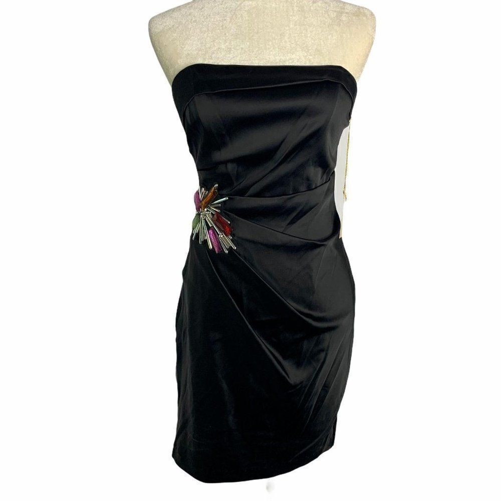 Alexia Admor Strapless Mini Dress XS Black Satin